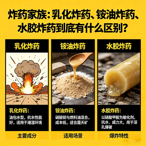 温县炸药家族：乳化炸药、铵油炸药、水胶炸药到底有什么区别？